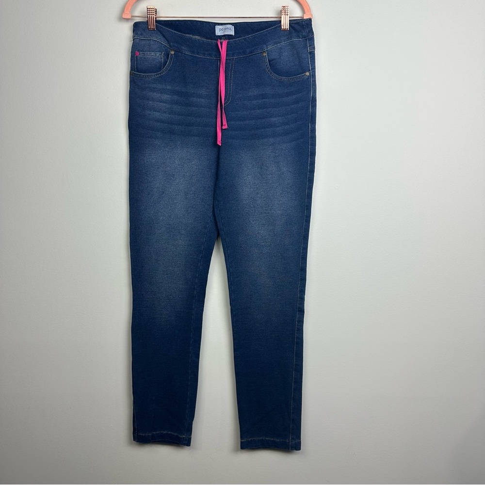 Pajama Jeans Stylish Blue Jeggings with Pink drawstring Size Medium